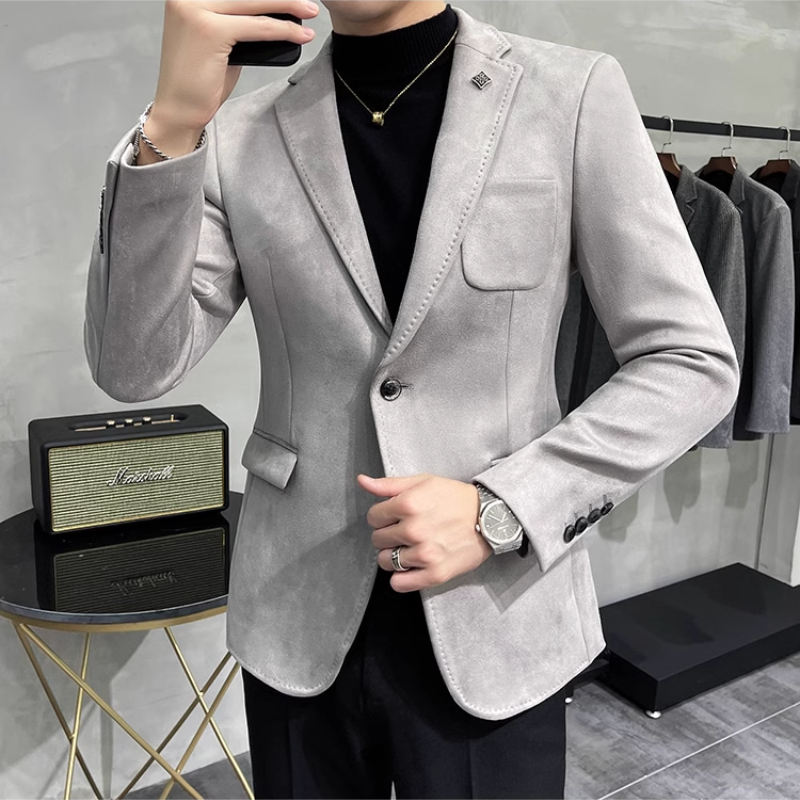 Chices Slim Fit Wildleder Ein-Knopf-Sakko für Herren | Ideal für alle Jahreszeiten