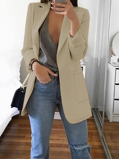 Elegante einfarbiger Business Blazer mit Offener Front für Damen | Ideal für alle Jahreszeiten
