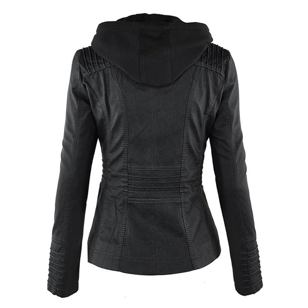 Casual Vegane Lederjacke Mit Kapuze Für Damen | Perfekt Für Lässige Tage
