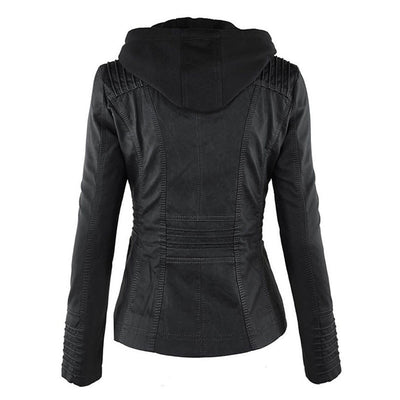Casual Vegane Lederjacke Mit Kapuze Für Damen | Perfekt Für Lässige Tage