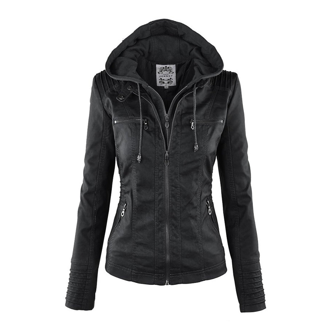 Casual Vegane Lederjacke Mit Kapuze Für Damen | Perfekt Für Lässige Tage