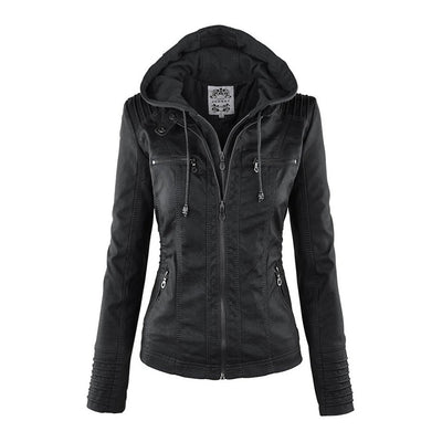 Casual Vegane Lederjacke Mit Kapuze Für Damen | Perfekt Für Lässige Tage