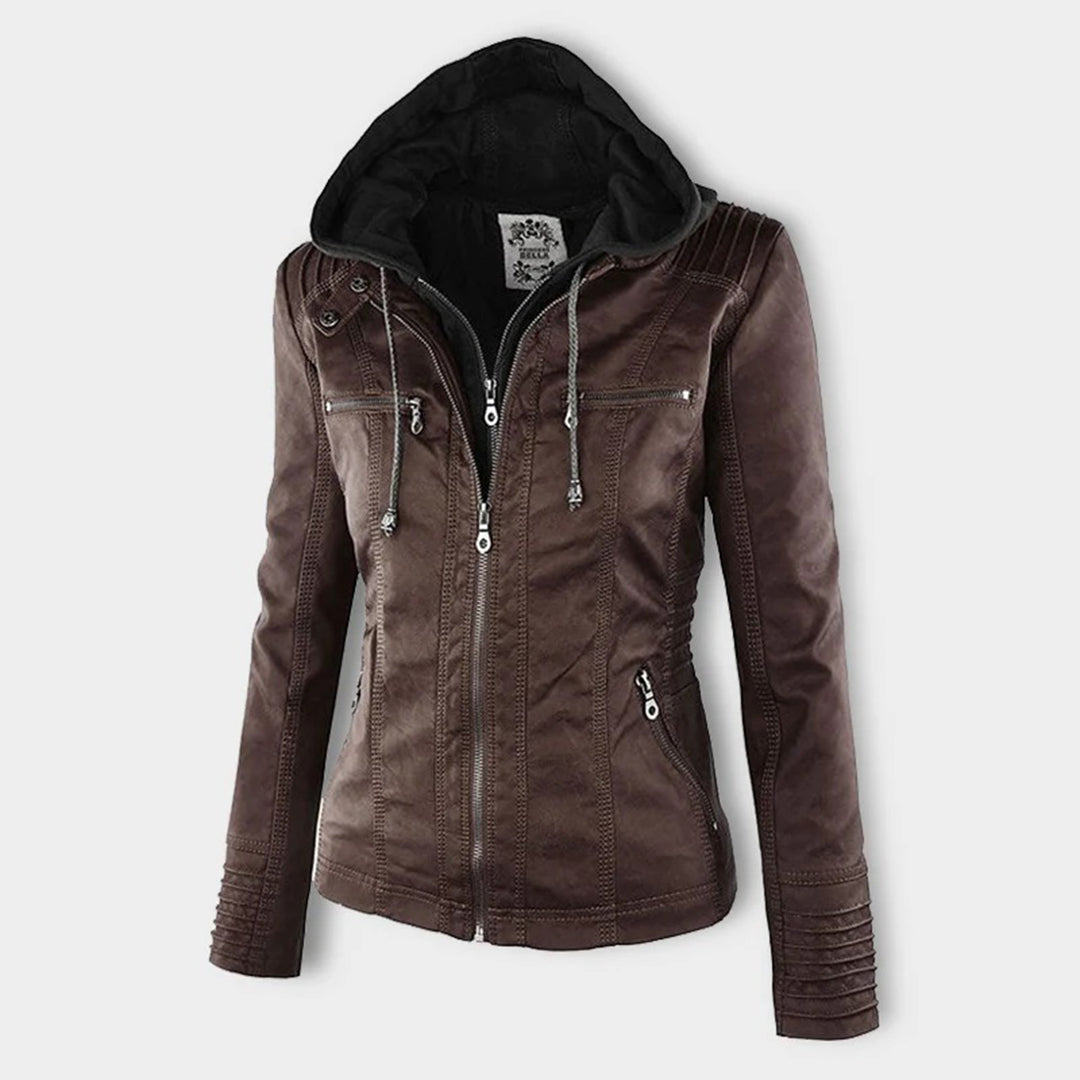 Casual Vegane Lederjacke Mit Kapuze Für Damen | Perfekt Für Lässige Tage