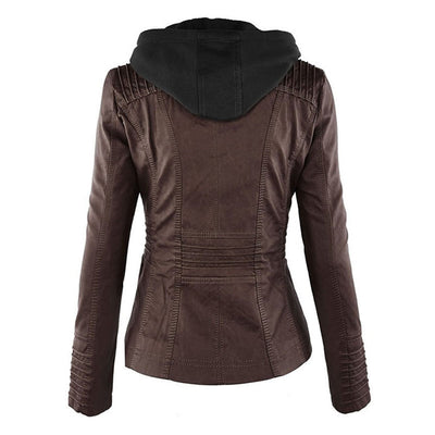 Casual Vegane Lederjacke Mit Kapuze Für Damen | Perfekt Für Lässige Tage