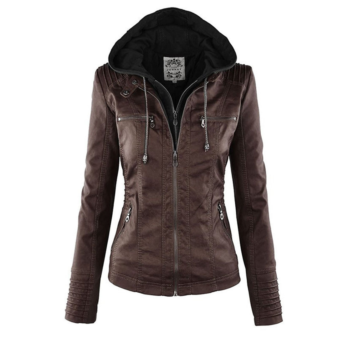 Casual Vegane Lederjacke Mit Kapuze Für Damen | Perfekt Für Lässige Tage