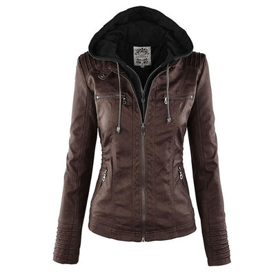 Casual Vegane Lederjacke Mit Kapuze Für Damen | Perfekt Für Lässige Tage