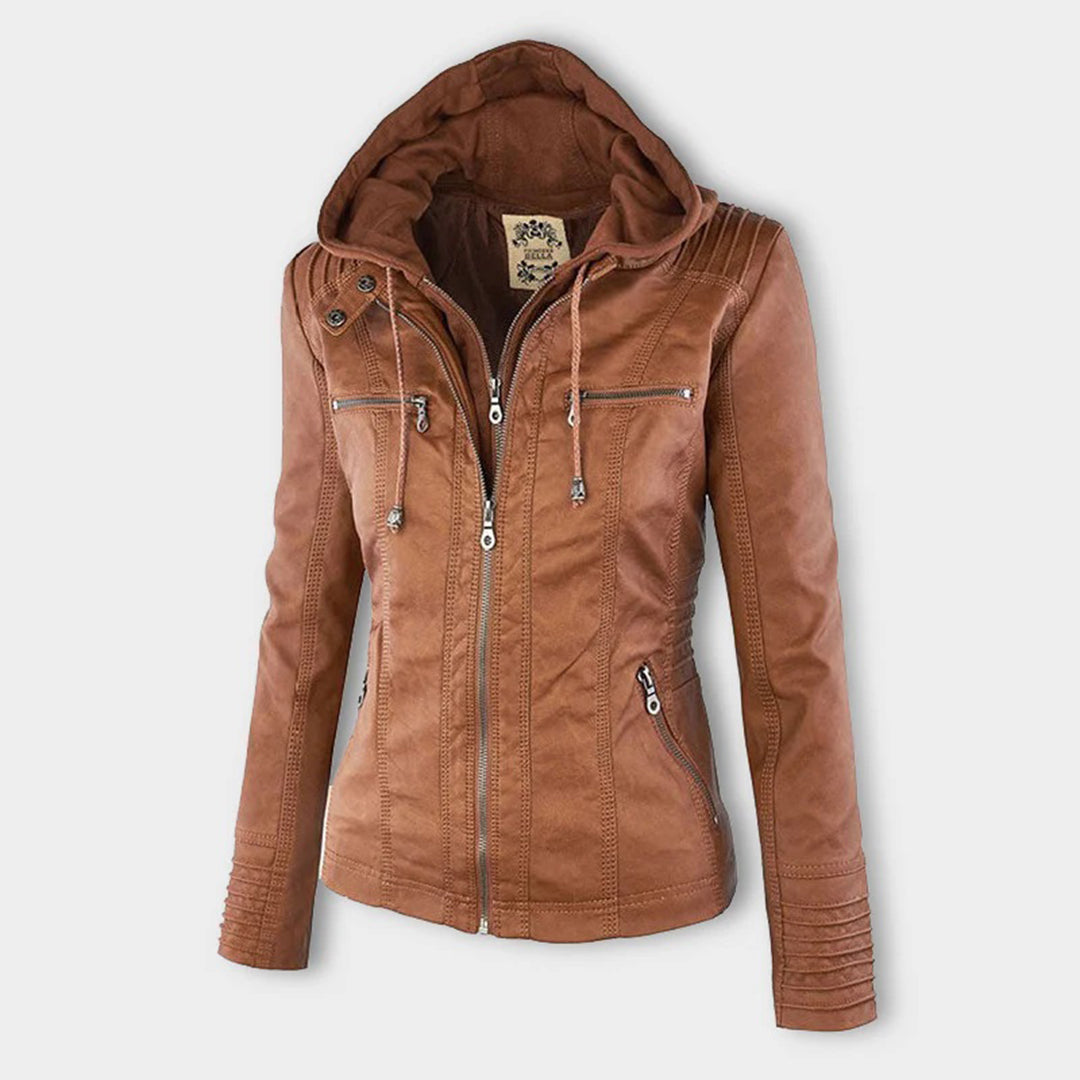 Casual Vegane Lederjacke Mit Kapuze Für Damen | Perfekt Für Lässige Tage