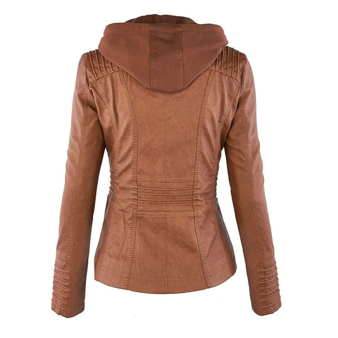 Casual Vegane Lederjacke Mit Kapuze Für Damen | Perfekt Für Lässige Tage