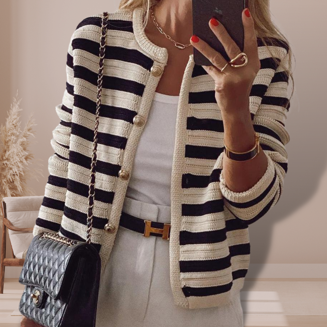 Maureen Ultrabequeme gestreifte Strickjacke für Damen | Wärme und Eleganz für den Alltag