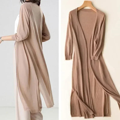 Langärmelige Daunen-Strickjacke für Frauen