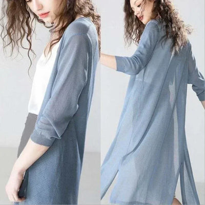 Langärmelige Daunen-Strickjacke für Frauen