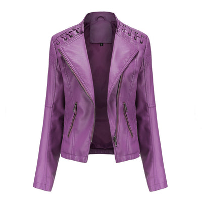Casual Schlanke Passform Vegane Lederjacke Für Damen | Ideal für den Alltag