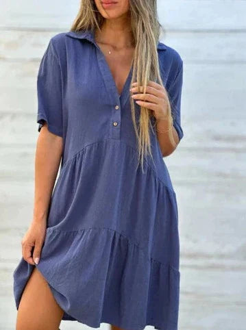 Bequemi Midi-Chleid Mit Revers Und Knöpfen Für Damen | Ideal für den Sommer