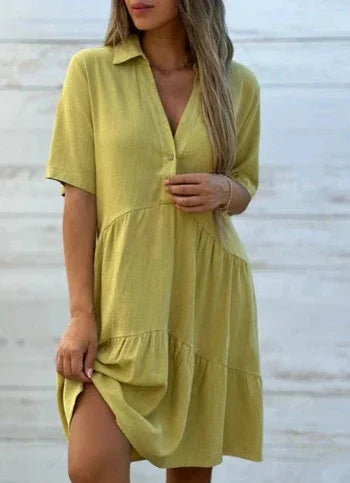Bequemi Midi-Chleid Mit Revers Und Knöpfen Für Damen | Ideal für den Sommer