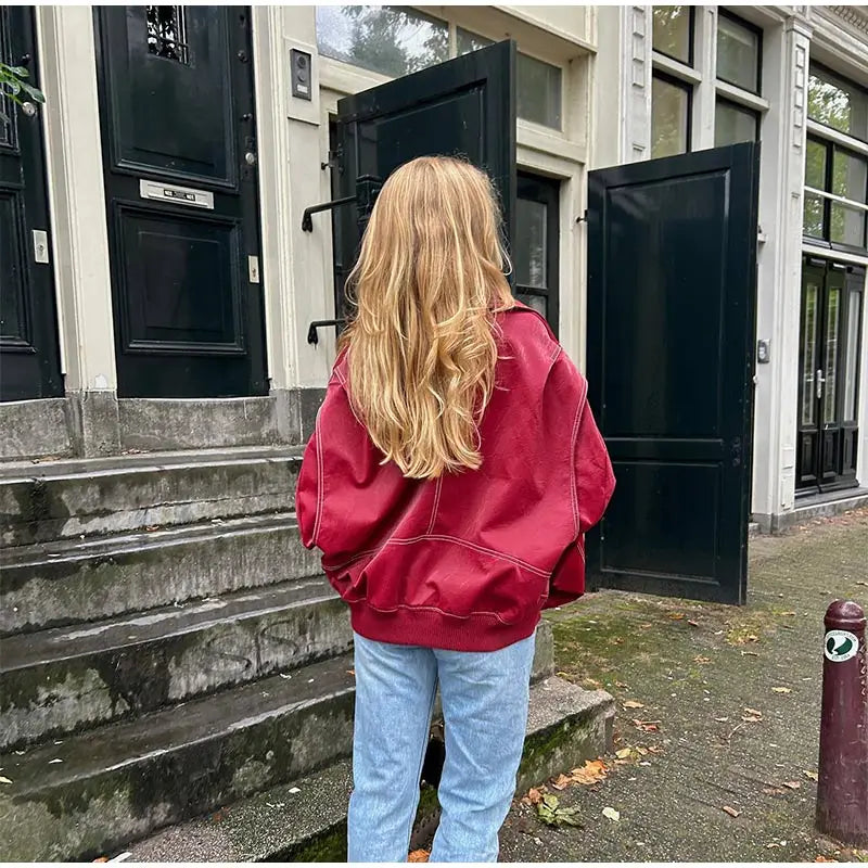Casual Vintage Übergroße Vegane Lederjacke Für Damen | Ideal für den Alltag