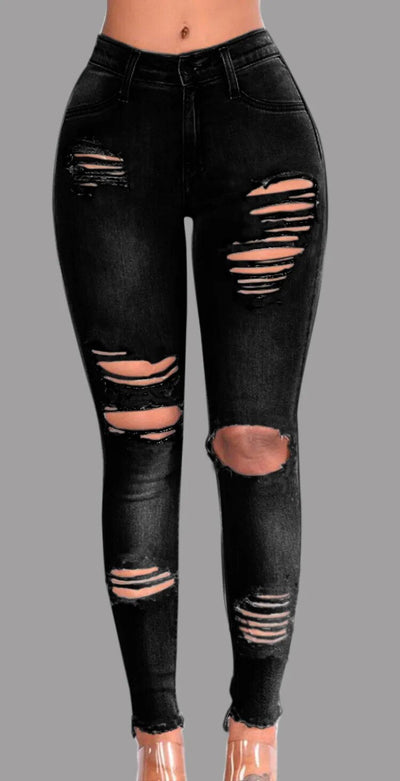Bequeme figurbetonte zerrissene Denim Jeans für Damen | Ideal für den Sommer