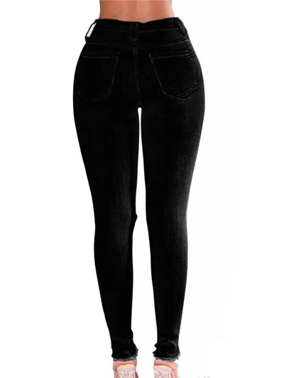 Bequeme figurbetonte zerrissene Denim Jeans für Damen | Ideal für den Sommer