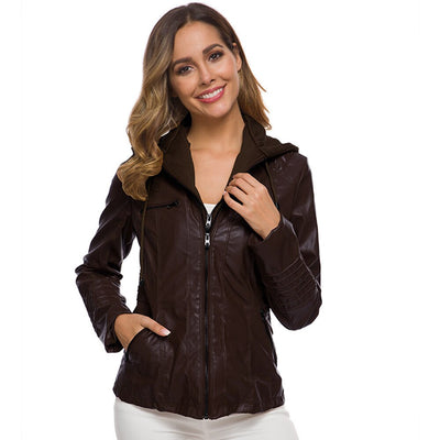 Casual Vegane Lederjacke Mit Kapuze Für Damen | Perfekt Für Lässige Tage