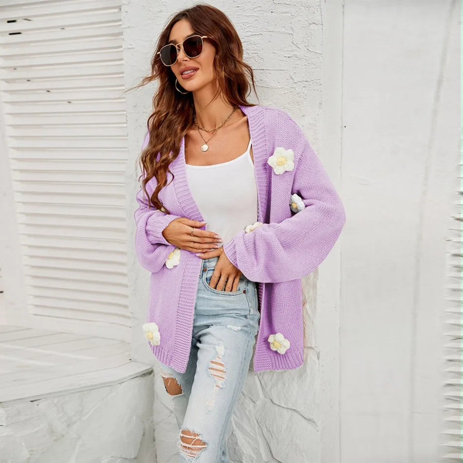 Jaisalle - Geblümte Strickjacke für Frauen