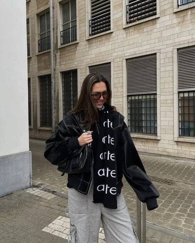 Casual Vintage Übergroße Vegane Lederjacke Für Damen | Ideal für den Alltag