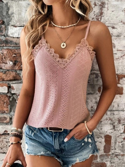 Damen Spaghettiträger V-Ausschnitt Sommershirt – Leicht & Stylisch