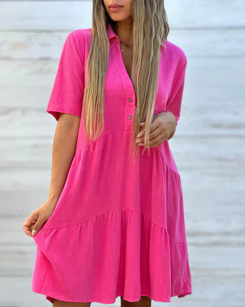 Bequemi Midi-Chleid Mit Revers Und Knöpfen Für Damen | Ideal für den Sommer
