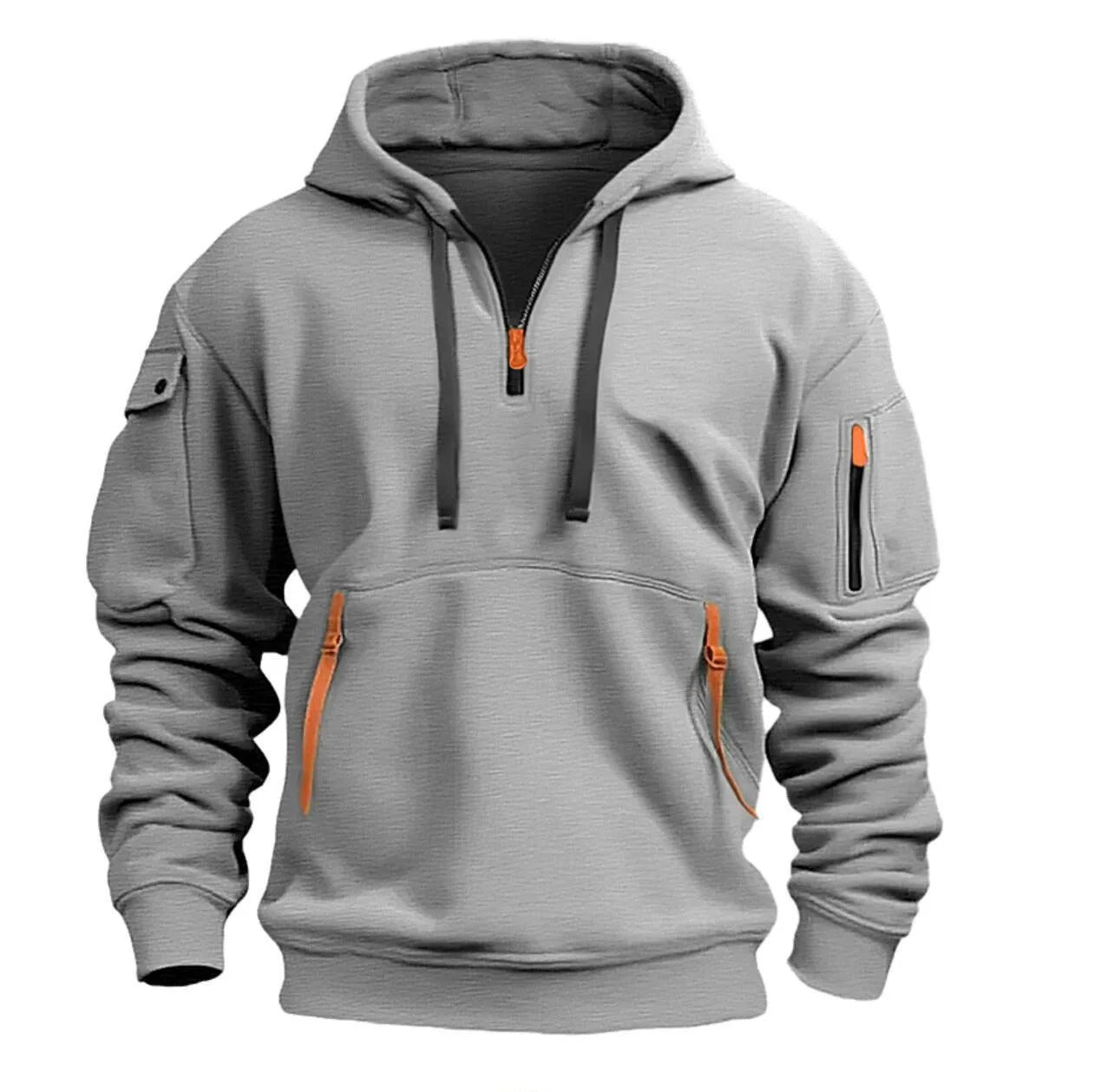 Herren-Kapuzenpulli mit halbem Reißverschluss
