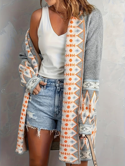 Casual Geo Muster Woll Strickjacke Für Damen | Perfekt für Casual Days
