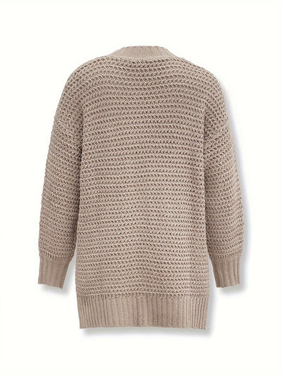 Ausschnitt Baumwoll-Rollkragenpullover mit geteilten langen Ärmeln Pullover Damen | Perfekt für lässige Tage