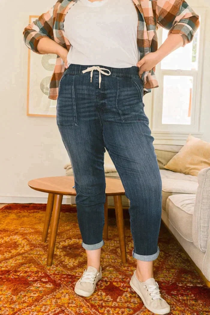 Dehnbare Hoch-Taille Denim Jogginghosen Für Damen | Perfekt Für Alle Jahreszeiten