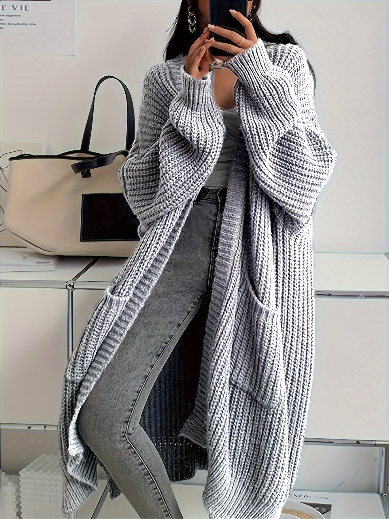 Casual Aufgesetzte Taschen Woll Strickjacke Für Damen | Perfekt für Freizeittage