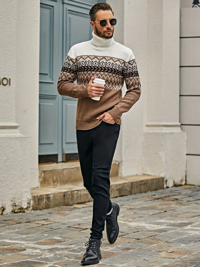 Lässiger Rollkragenpullover für Herren in schmaler Passform