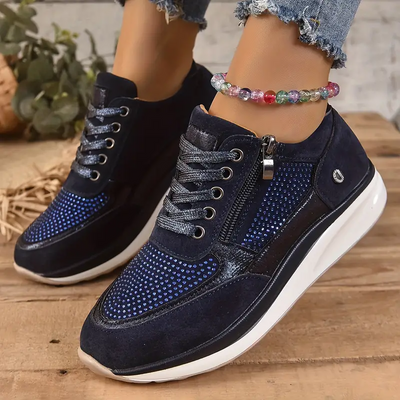 Bequeme Schnürsneakers mit Punkten und Reissverschluss | Ideal für Alle Jahreszeiten