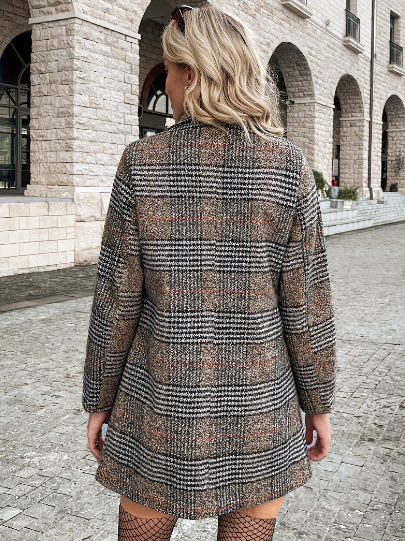 Elegante Business Blazer mit Doppelter Knopfleiste und Kariertem Muster für Damen | Ideal für Alle Jahreszeiten