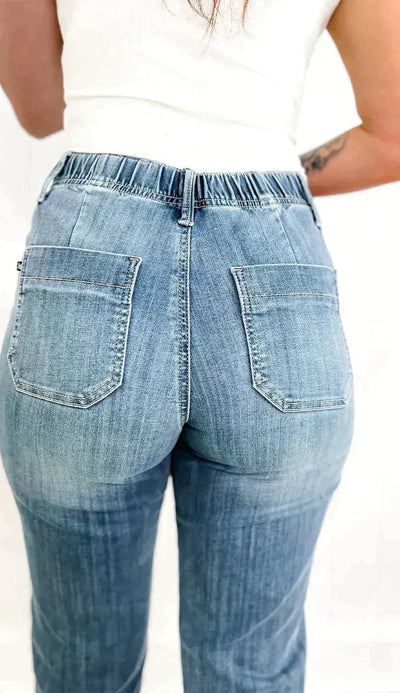 Dehnbare Hoch-Taille Denim Jogginghosen Für Damen | Perfekt Für Alle Jahreszeiten