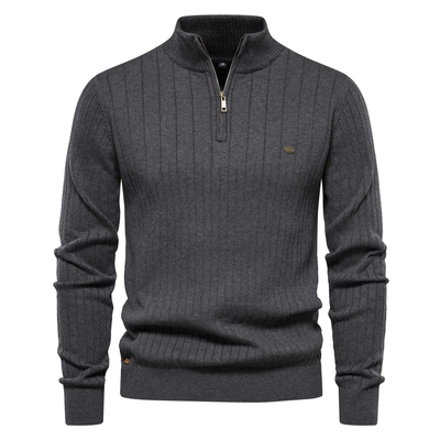 Dalton Gerippter Half-Zip Pullover – Eleganter Herrenpullover aus Luxuriöser Wollmischung | Komfort & Zeitlose Eleganz