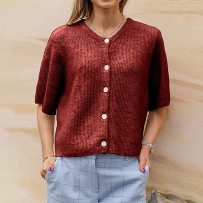Kurzärmliger Rundhals-Cardigan für Damen | Ideal für alle Jahreszeiten