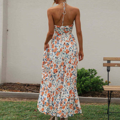 Blumiges Maxikleid mit V-Ausschnitt für Damen | Ideal für den Sommer