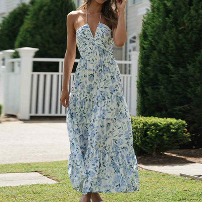 Blumiges Maxikleid mit V-Ausschnitt für Damen | Ideal für den Sommer