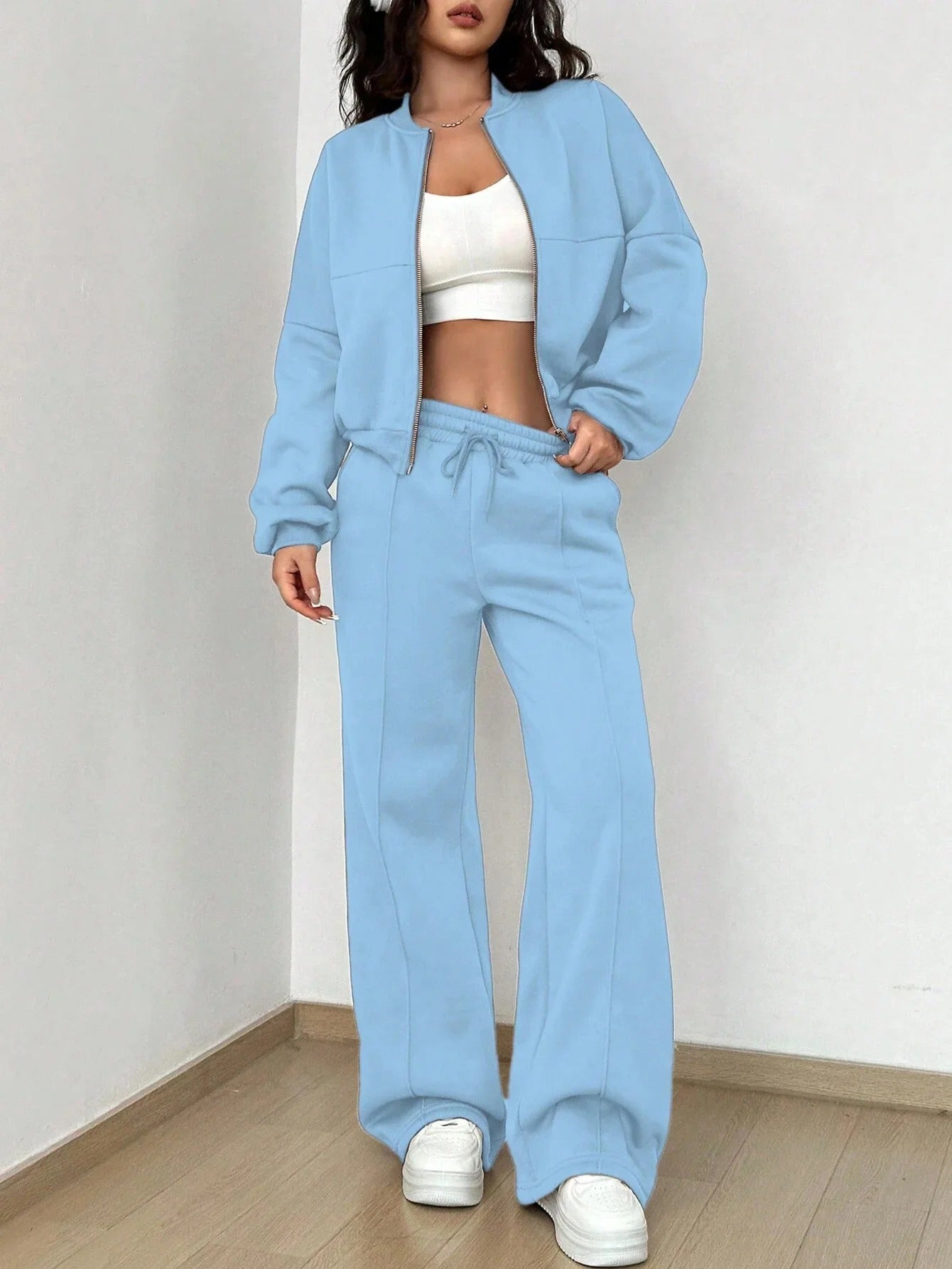 Bomberjacke und Bequeme Hose Trainingsanzug Set für Damen | Ideal für Frühling/Sommer