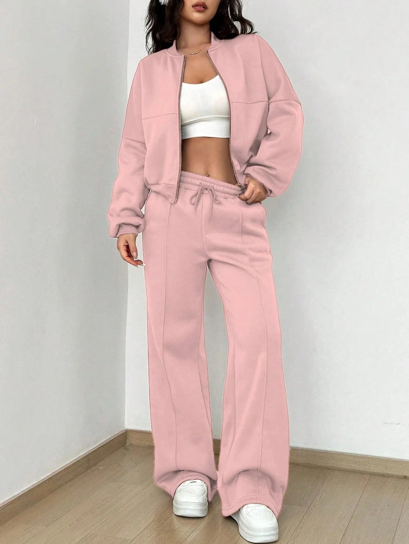 Bomberjacke und Bequeme Hose Trainingsanzug Set für Damen | Ideal für Frühling/Sommer