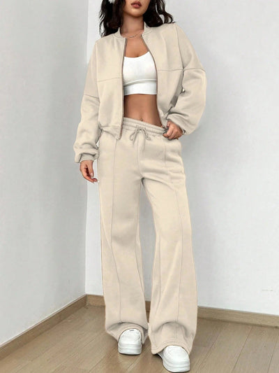 Bomberjacke und Bequeme Hose Trainingsanzug Set für Damen | Ideal für Frühling/Sommer