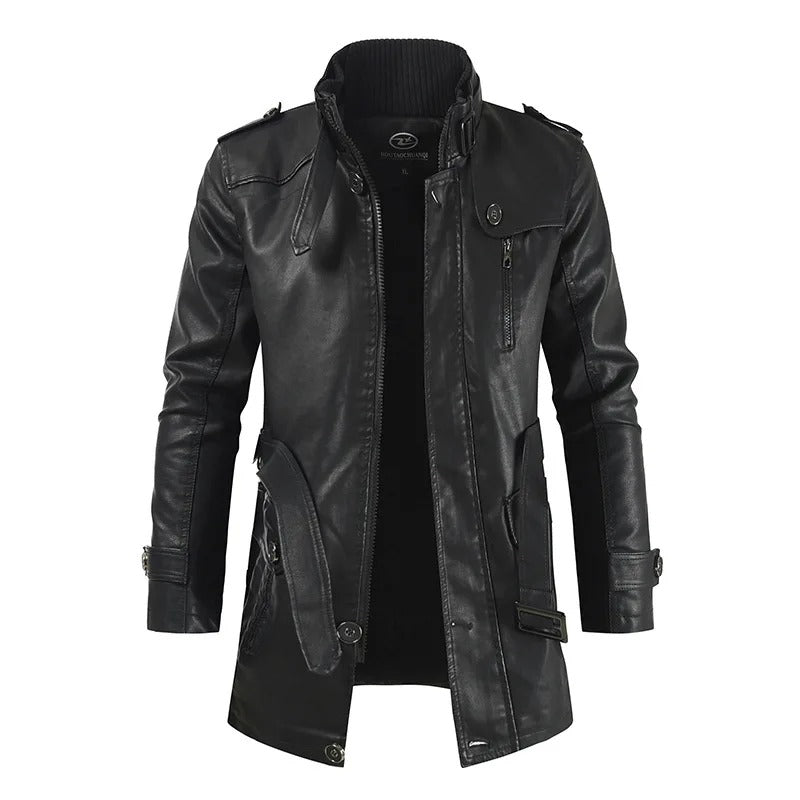 Bequeme Lederjacke Langer Stil Für Herren | Perfekt für den Alltag