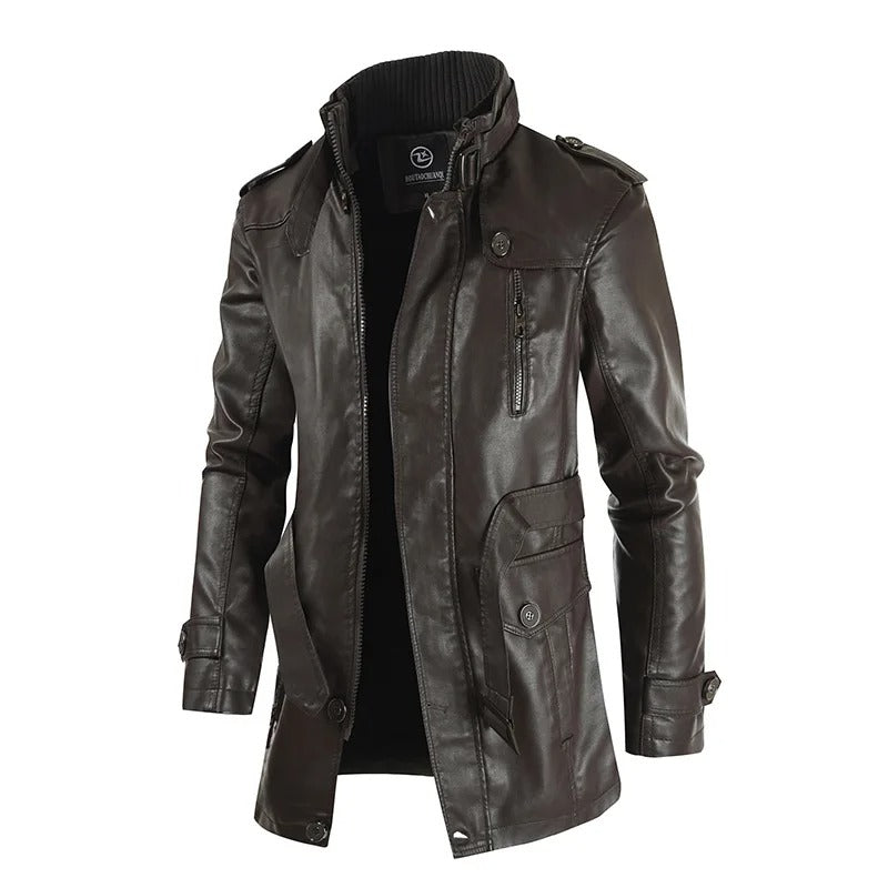Bequeme Lederjacke Langer Stil Für Herren | Perfekt für den Alltag