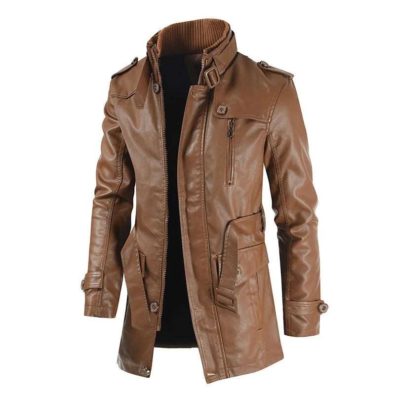 Bequeme Lederjacke Langer Stil Für Herren | Perfekt für den Alltag