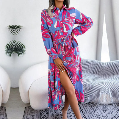 Chic Spitzenkragen Hemdkleid mit Chnöpf für Damen | Ideal für den Sommer