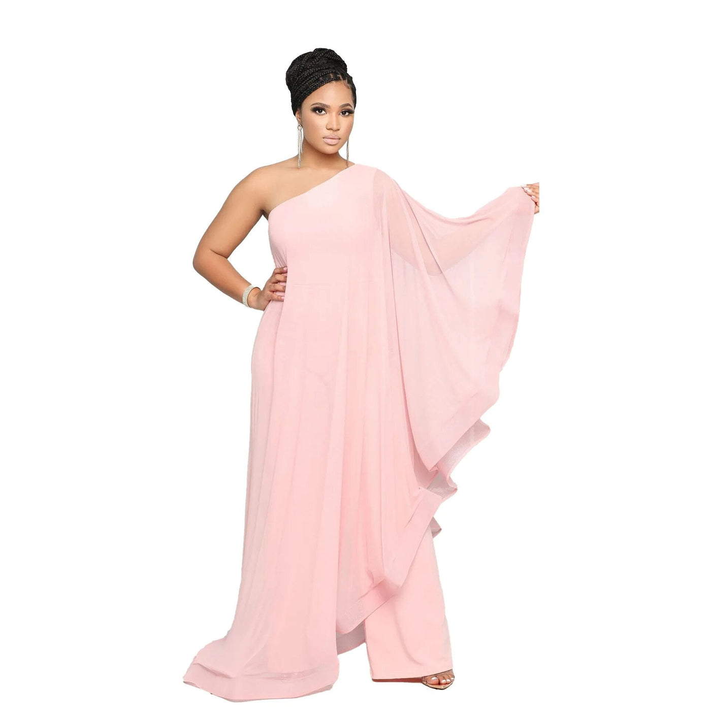 Belinda - Elegantes festliches One-Shoulder-Kleid in Uni für Damen | Ideal für Frühling/Sommer